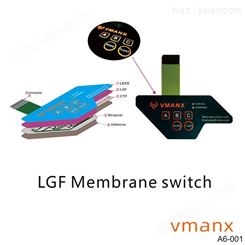 LGF发光薄膜开关 智能控制薄膜按键 发光薄膜开关厂家生产