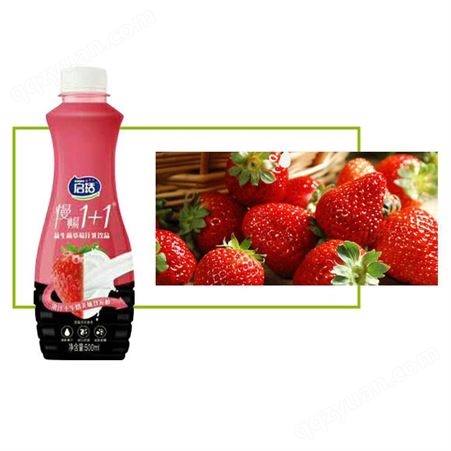 慢畅1+1益生菌草莓汁乳饮品1.25Lx6大瓶装乳味饮料