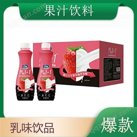 慢畅1+1益生菌草莓汁乳饮品1.25Lx6大瓶装乳味饮料