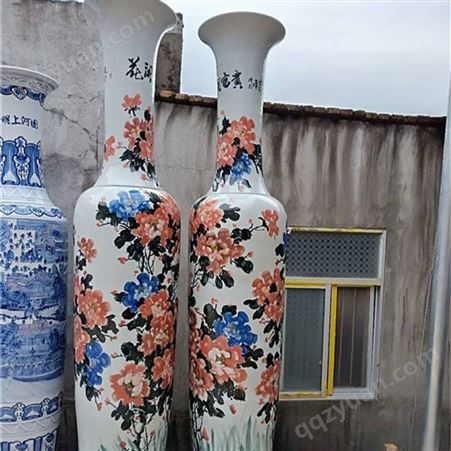 销售景德镇陶瓷大花瓶厂家 定做陶瓷大花瓶2.2米3米高落地大花瓶