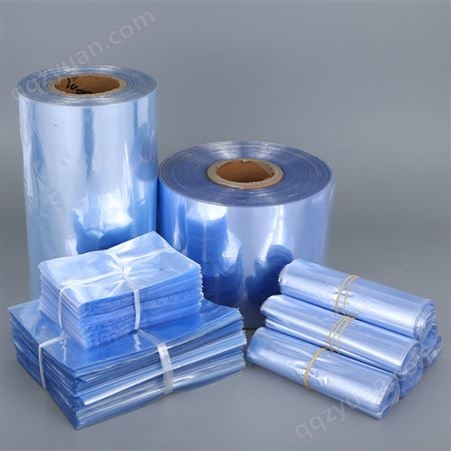 PVC收缩膜工厂 彩盒塑封膜 筒料偏蓝热缩膜对折膜 定制印刷