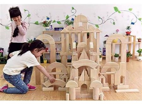 儿童教玩具木质积木幼儿园建构区搭建玩具大型实木原木益智大积木