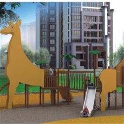 大型商场非标定制PE板长颈鹿造型滑梯公园景区木质滑梯厂家