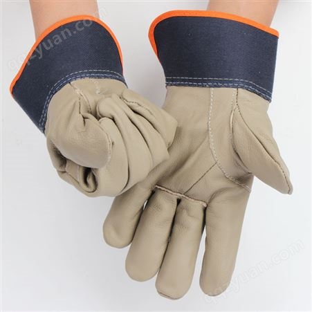头层牛皮电焊手套帆布袖短款柔软防烫隔热耐高温焊工焊接防护手套